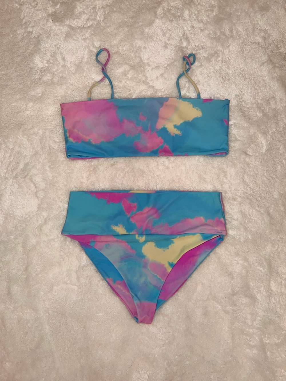 ✨ Buddy Love ✨ Cotton Candy Tie-Dye Bikini in Blue, Pink & Yellow
